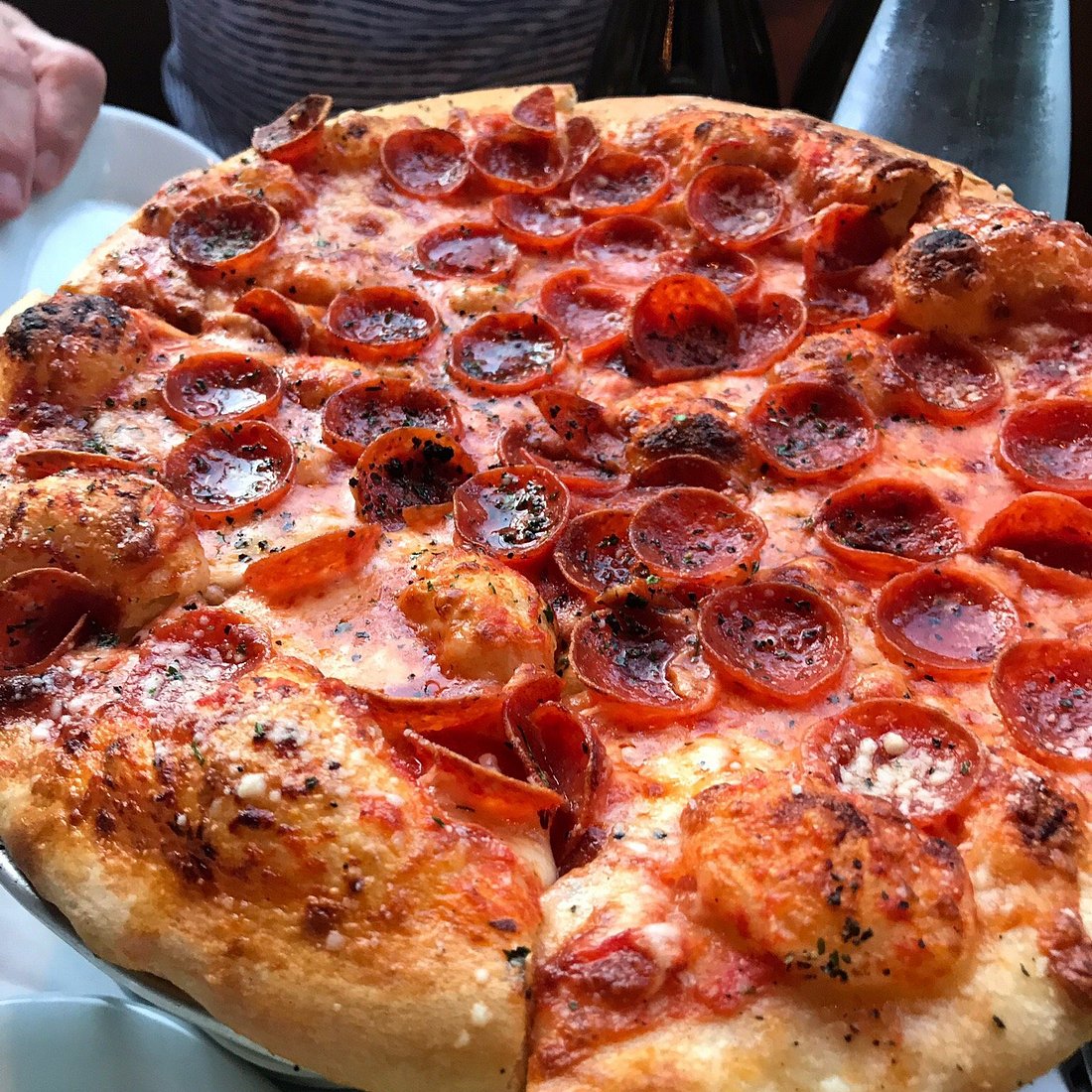 Forno Kitchen and Bar signature dishes Spicy Sausage PizzaAranciniChicken Saltimbocca
